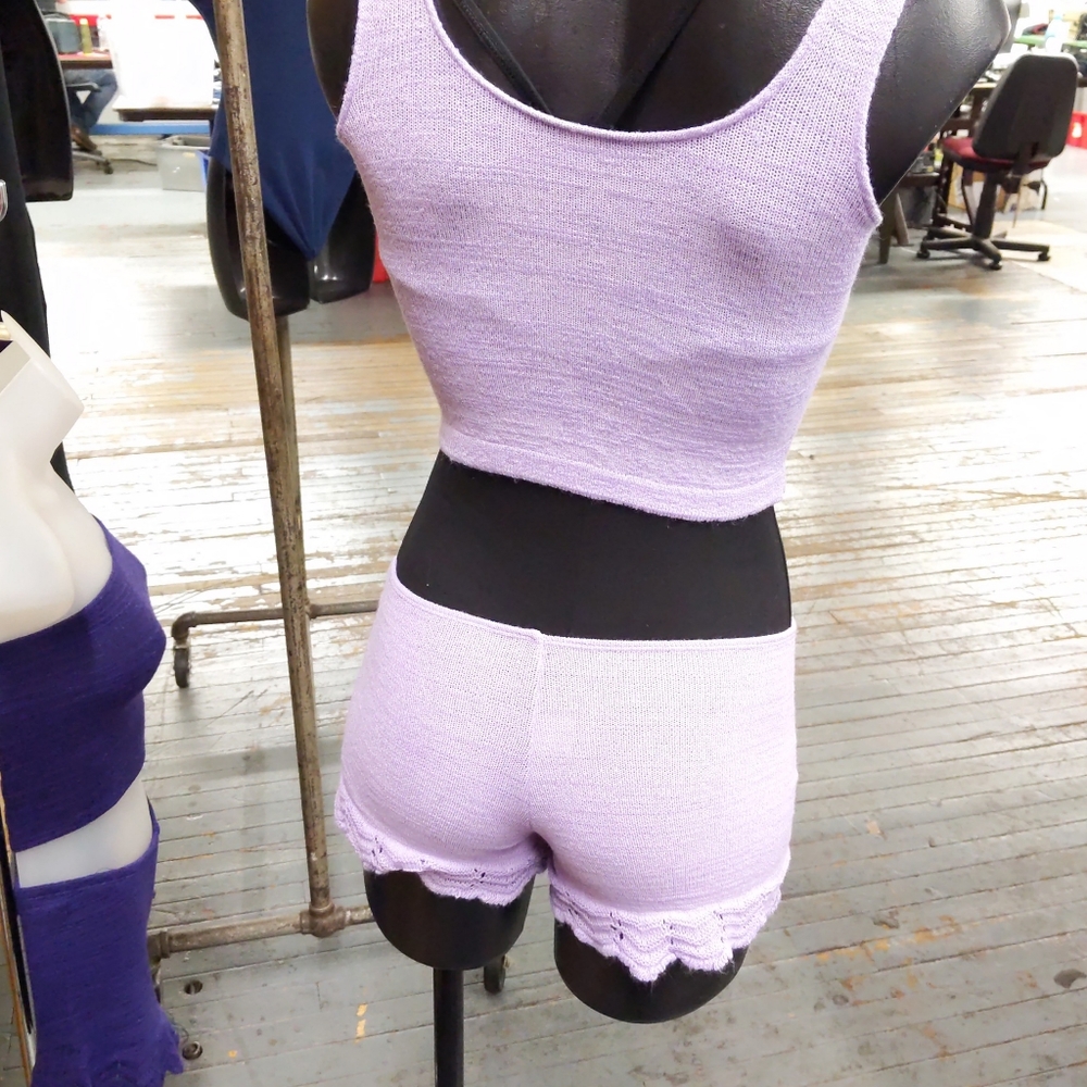 Sexy Knit Cheeky Lace Short Set